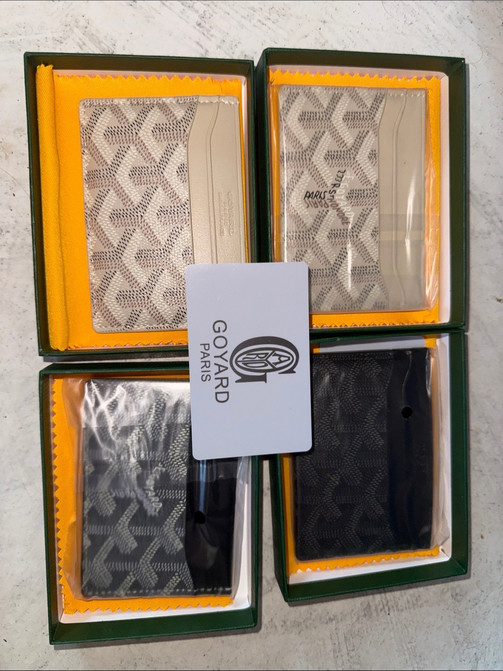 Goyard Card Holders in Beige and Black - Set of Four